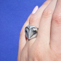 Barn Owl Ring with Sapphire eyes