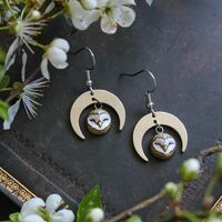 Barn Owl Crescent Moon Earrings