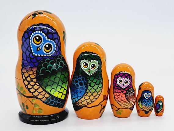 Owl Nesting dolls matryoshka 5 in 1