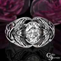 Sterling Moissanite Viking Owl Ring