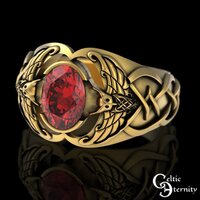 Gold Ruby Owl Statement Ring