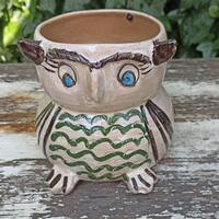 Owl Planter, Handmade Terra Cotta Pottery from Atzompa, Mexico