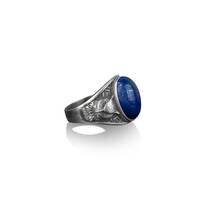 Owl and blue lapis lazuli gemstone ring