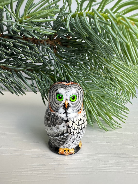 Owl miniature solid wooden doll