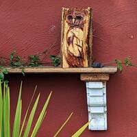 Carved wood Barn Owl Garden Statue