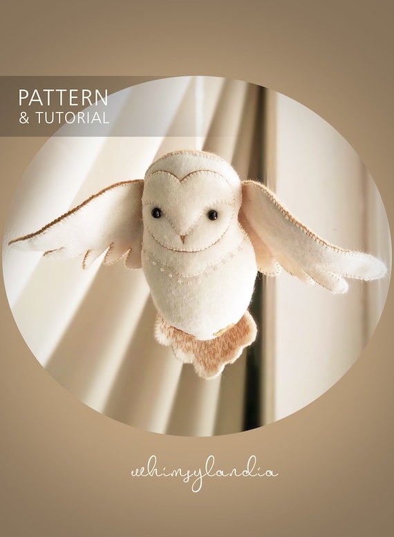 Flying Barn Owl Felt Ornament PDF pattern