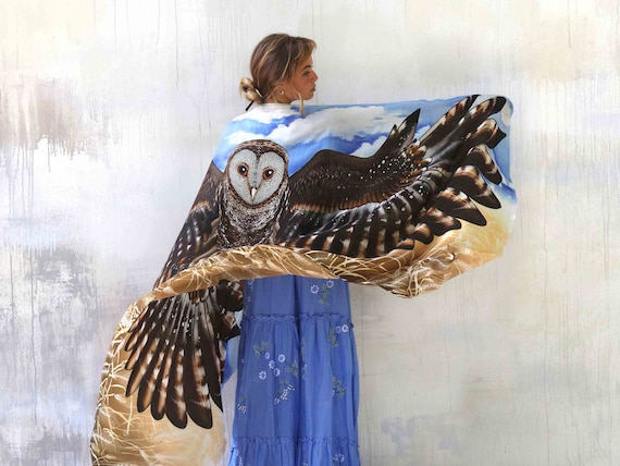 Blue Sky Owl Wings Scarf / Wrap / Shawl