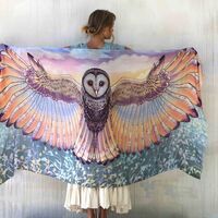 Sunset Owl Wings Shawl, Sarong Scarf