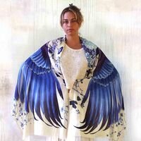 Cornflower Blue ~ Owl Wings Scarf or Cloak for Womens ~ Feather Pashmina For Burning Man Fes...