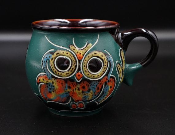 Handmade ceramic owl cappuccino cup