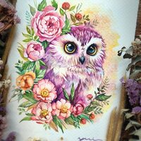 Owl - ORIGINAL watercolor painting 7.5x11 inches