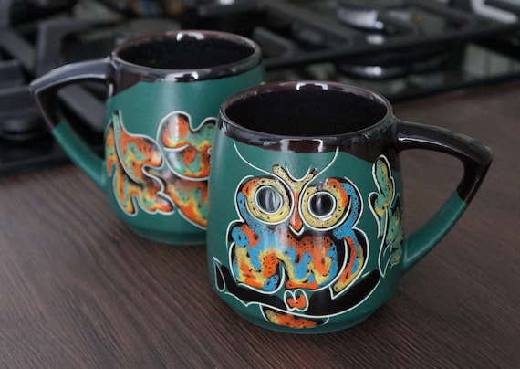 Hand made Owl ceramic coffee mug tea cup