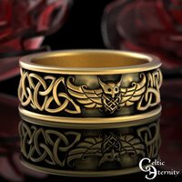 Gold Owl Celtic Irish Trinity Knot Ring