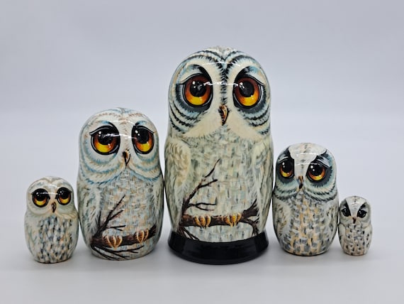 Snowy Owls nesting dolls Matryoshka set