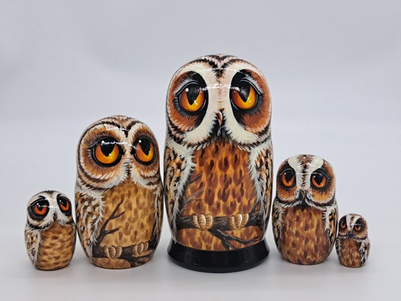 Owl family nesting dolls Matryoshka Handmade