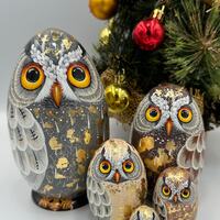 Owls Nesting Eggs Matryoshka set Christmas ornaments decoration