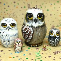 Miniature Owls Nesting Doll Wooden Matryoshka