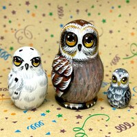 Cute Owls Mini Nesting Doll Matryoshka set