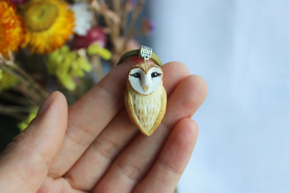 Mini owl pendant Tiny necklace