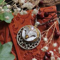 Starry Barn Owl Moonstone Necklace, Barn Owl Charm, Owl Spirit Jewelry, Tyto Alba Charm