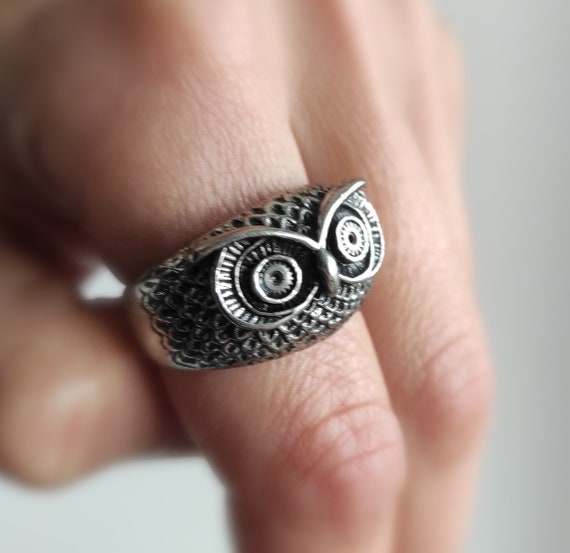 Steampunk owl adjustable ring Steam punk jewelry Unusual gift for men women