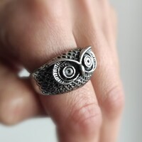 Steampunk owl adjustable ring Steam punk jewelry Unusual gift for men women