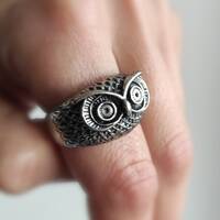 Steampunk owl adjustable ring Steam punk jewelry Unusual gift for men women