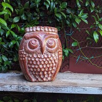 Mexican Owl Planter Pot for Indoor Home Decor or Outdoor Garden Decorations, Medium Owl, Red...