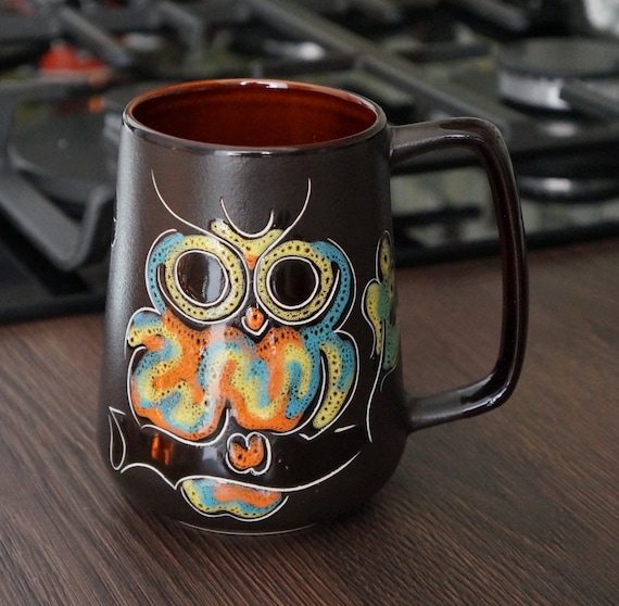 Owl coffee mug 16 oz Handmade ceramic woodland mug Christmas gift New beginning mug