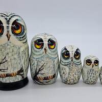 Snowy White owls nesting dolls Matryoshka