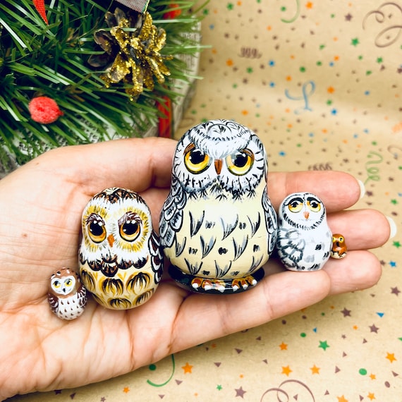 Mini Owls Nesting Dolls, Matryoshka set