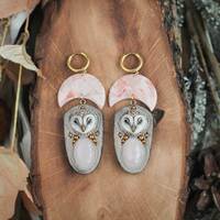 Barn owl earrings Owl jewelry Bird earrings Owl gift Woodland earrings  Large earrings State...