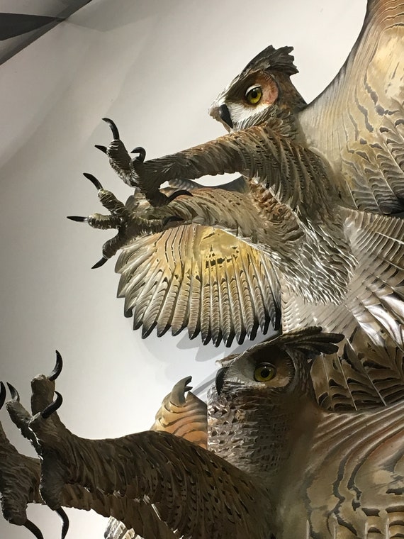 Barred Owl wood sculpture