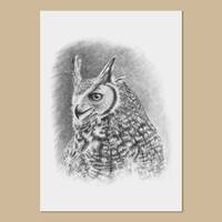 Great Horned Owl Art Prints - A3, A4, A5 sizes - bubo virginianus - Owl Pencil Drawing - Bir...