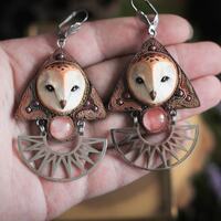 Light owl earrings Owl jewelry Bird earrings Owl lover gift Woodland earrings Long earrings ...