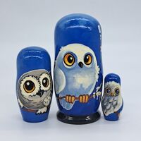 4" Polar Owl nesting dolls 3 in 1 matryoshka Made in Ukraine Wooden toy Stacking dolls ...