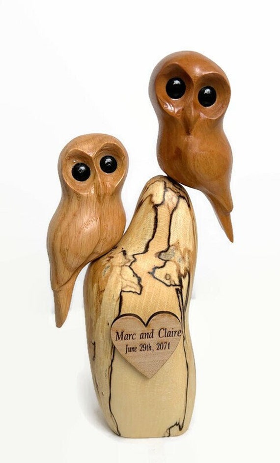 Valentines day gifts, Anniversary gifts for him, owl gifts for wife, couple gifts, wood carving