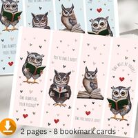 Digital 8 Owl Valentines Bookmark Cards, Owl Valentines, Owl Valentine Cards, Classroom Vale...