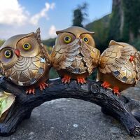Shiny See Speak Hear No Evil Owl - Handmade Home Decor Sculpture, Perfect Christmas Gift