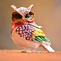 Beaded Owl Ring Box,Wedding Ring Box,Jeweled Owl Box,Rhinestone Crystal Owl Jewelry Box,Home...