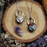 Moon Barn Owl Moonstone Necklace, Owl Charm, Owl Spirit Jewelry, Black Barm Owl Pendant, Hor...