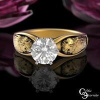 Gold/White Gold Owl Solitaire Engagement Ring, 1 Carat Moissanite Barn Owl Wedding Ring, Wom...