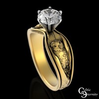 Gold or White Gold Owl & Tree Bark Engagement Ring, 1 Carat Moissanite Barn Owl, Platinu...