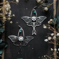 Owl Butterfly Earrings, Barn Owl Dangle and Drop Earrings, Bird Jewelry, Woodland Witchy Ear...