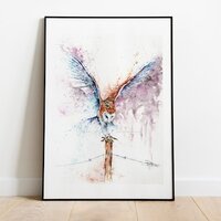The Resting Post. Barn Owl in Flight Limited Edition Print, Owl Giclee Art Print, Signed Wat...