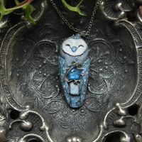 Starry Barn Owl Necklace, Witchy barn owl charm, Blue Owl Spirit Jewelry, Owl with a Star Ch...