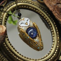Owl Galaxy Necklace, Barn Owl Starry Sky Charm, Witchy Owl Jewelry, Owl Spirit Jewellery, Fa...