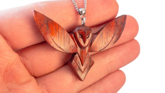 Wooden Owl Pendant, handmade animal pendant, Gift for both Men and Women, Owl necklace