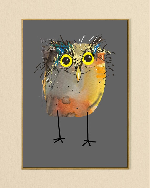 Little Owl Art Print Illustration, Nursery Decor, Cute Owls, Gift for Owl Lovers