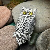 Owl Brooch, Nature Pin, Bird Jewelry, Bird Lover Gift, Wiccan Jewelry, Pagan Jewelry, Enamel...